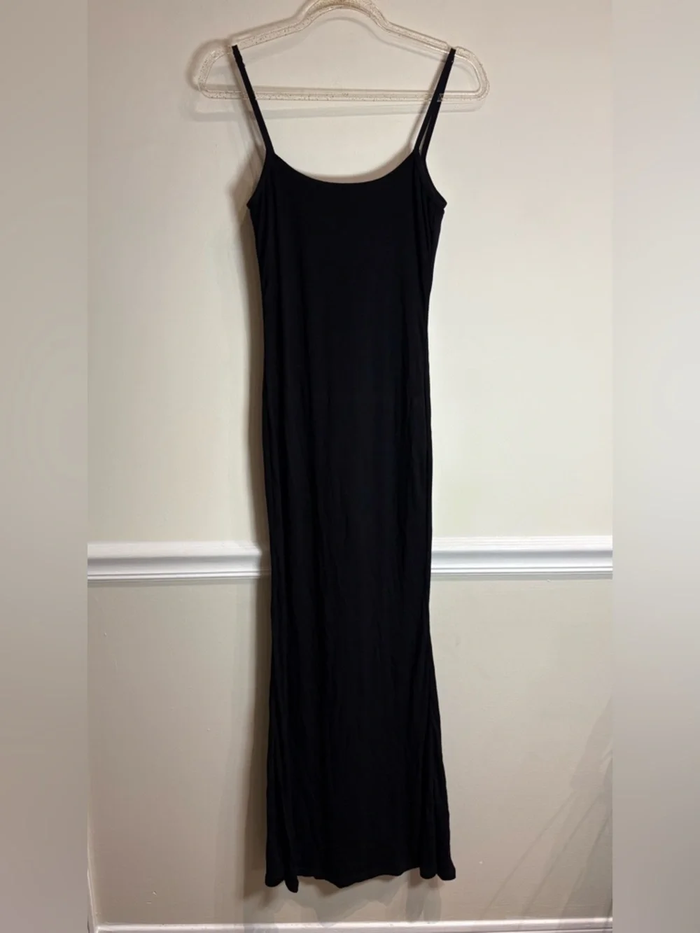 Popilush Shapewear Modal Ribbed Slimming Maxi Dress in Black Size Small - Picture 3 of 5